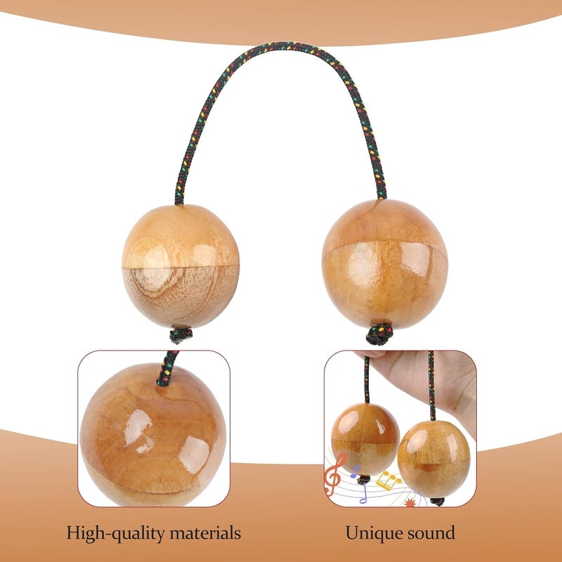 GOGHOST 1 Pack Wooden Kashaka Shaker, Asalato Instrument Rhythmic Ball, Adjustable Length African Shakers, Traditional Aslatuas Double Balls Hand Percussion for Performances - Image 3